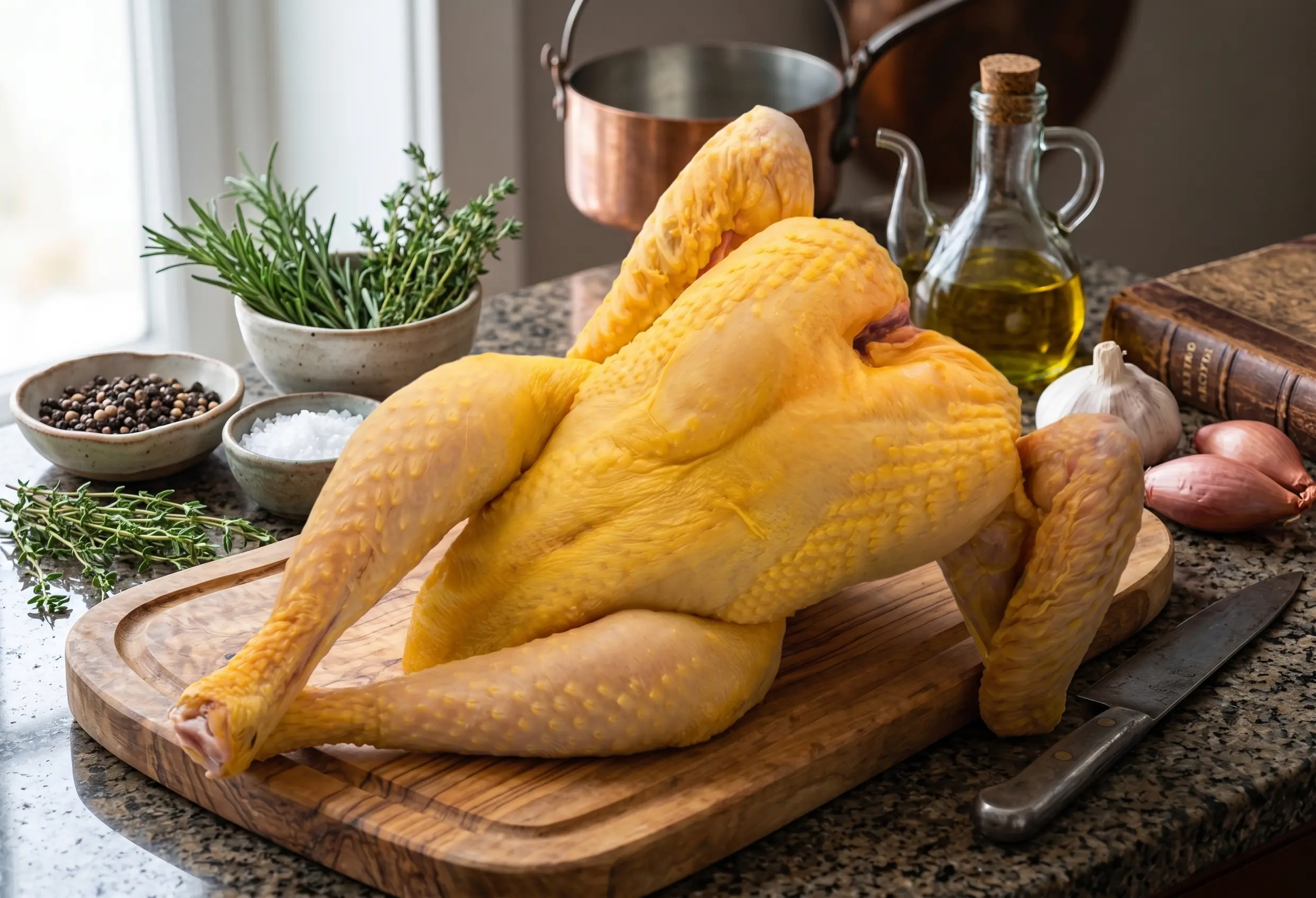 Pollo con piel amarilla